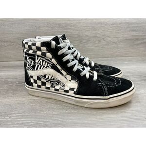 VANS Sk8-Hi Patch Men's Sneaker Skateboarding Hi-Top 9 Black Plaid Athletic Shoe